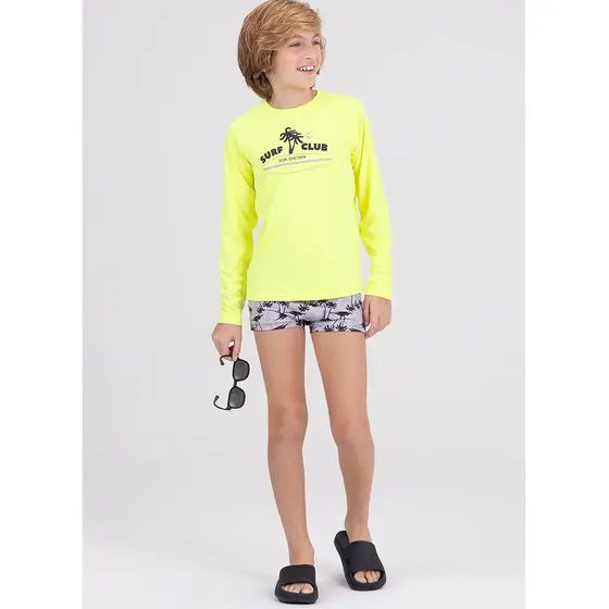 Conjunto Infantil Manga Longa UV 50+ Surf Club Amarelo
