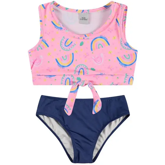 Conjunto Infantil Cropped UV 50+ Nozinho Rosa