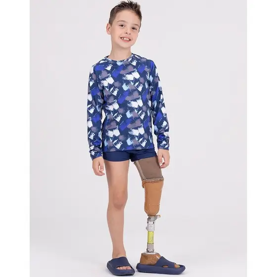 Conjunto Infantil Manga Longa UV 50+ Tintas Marinho