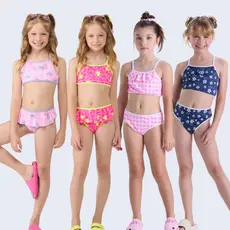 Conjunto Praia Infantil UV50+ Menina Regatinha e Babados