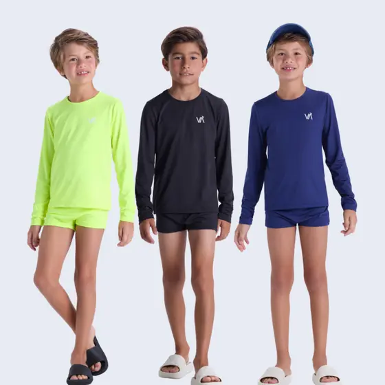 Conjunto Moda Praia Infantil Masculino Liso UV50+