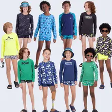 Conjuntos Infantil Moda Praia Masculino Manga Longa UV 50+