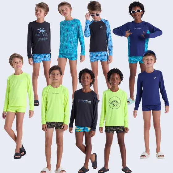 Conjunto Praia Infantil para Meninos com Proteção Solar e Estilo