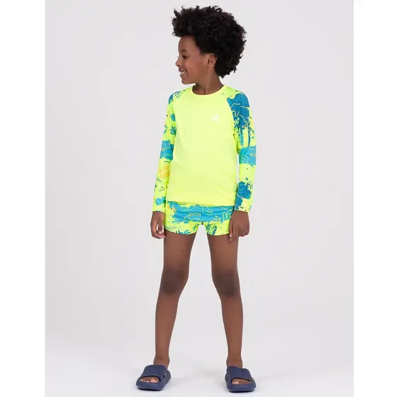Conjunto Infantil Manga Longa UV 50+ Dinos Amarelo