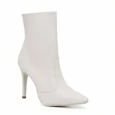 Bota Coturno Feminina Bico Fino Salto Alto Botinha De Couro Inverno Com Zíper Lateral + Macia