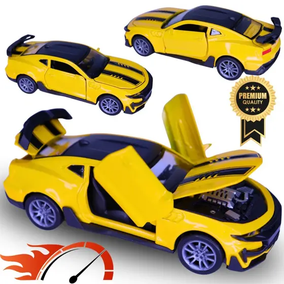 Carrinho Miniatura Camaro Ferro Metal Abre Capô Portas Fricção Coleção