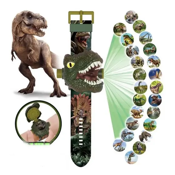 Relógio Infantil 24 imagens Meninos/Meninas Dinossauro Brinquedo Relógio de Projeção Crianças 3D