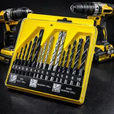 Kit Brocas 16 Peças Madeira Metal Concreto Profissional Aço Resistente Estojo Organizador Uso Doméstico e Construção
