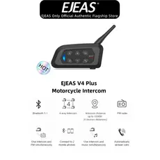 EJEAS V4 Plus 1 Pack Intercomunicador Sem Fio Bluetooth Capacete De Motocicleta Fone De Ouvido 4 rider Fala Ao Mesmo Tempo Rádio FM 1500M À Prova D'água
