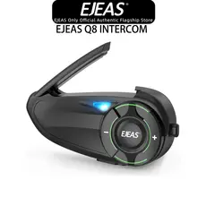 EJEAS Q8 Motocicleta Capacete Sem Fio Bluetooth Q8 Fone De Ouvido Intercomunicador De Malha IP67 5.1 À Prova D'água Para 6 Pilotos