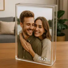 Porta Retrato Quadro Acrílico Transparente para Decoração Sala Mesa Aparador Estante