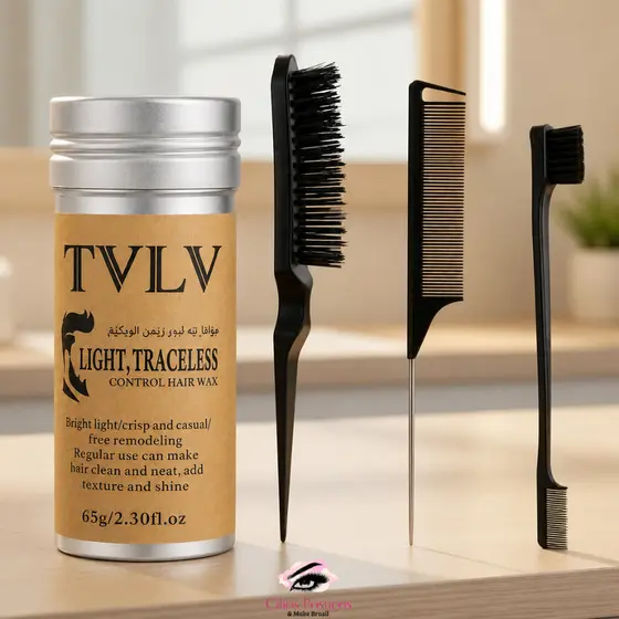 Kit Cera Bastão Wax Stick + 3 Pentes Baby Hair Finalizador de Cabelos Acabamento Profissional