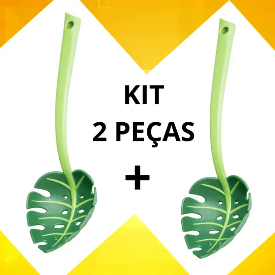 Kit c/ Duas Escumadeiras Folha Verde Utensílio de Cozinha pia cozinha