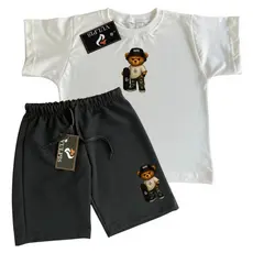 kit Camiseta E Bermuda Masculina infantil Confortavel Estiloso Fotos Reais