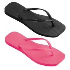 Kit 02 Pares Chinelo Feminino Tradicional Slim Square Casual Macio Verão Praia e Piscina Dia a Dia