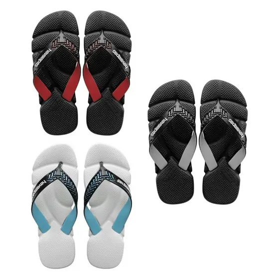 Kit 03 Pares De Chinelo Masculino Power De Borracha Macia Antiderrapante Com Tiras Grossas Reforçadas