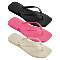 Kit 03 Pares Chinelo Feminino Slim Square Casual Tradicional Macio Dia a Dia Verão Praia e Piscina