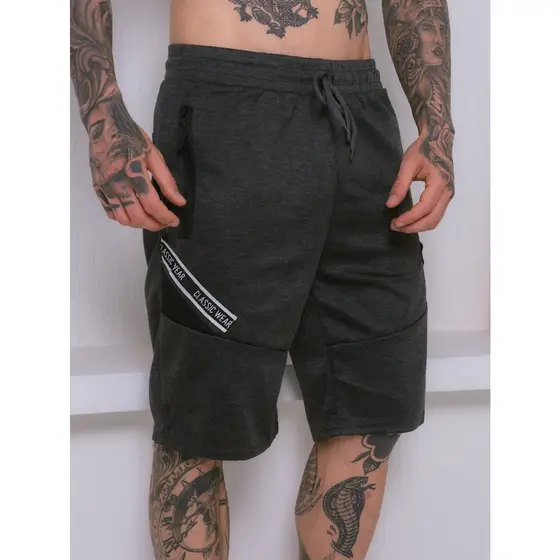 Bermudas Moletom Masculino Com Elastano, Bolsos Com Zíper
