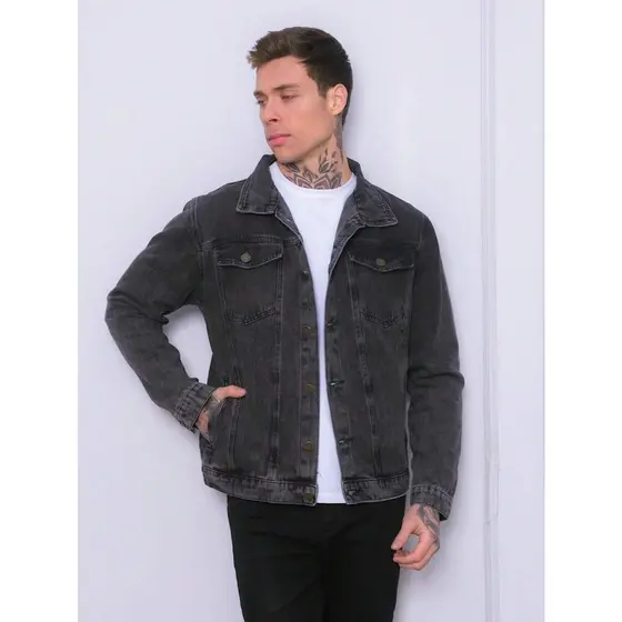 Jaqueta masculino jeans de mang longa