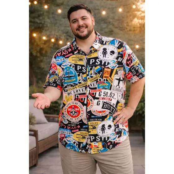 Camisa Masculina Social Plus Size Manga Curta TECIDO  DE Viscose  TAMANHO G1-G4 encolhe um pouquinh