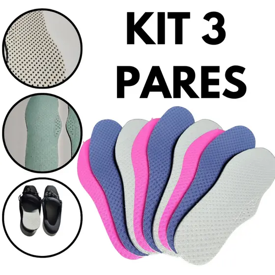 3 PARES DE PALMILHA EM E.V.A. FORRADA DIVERSAS CORES