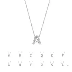 Colar Feminino Letra Cravejado Zircônia Prata Pura 925 Garantia Vitalícia para a prata Foreli
