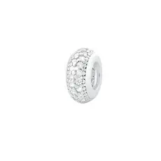 Berloque Prata Separador Cravejado Zircônias Branca Prata 925 Compatível todas Pulseiras Berloque