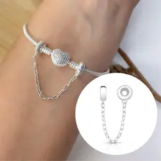 Trava Pega Ladrão Prata 925 Pulseira de Berloques Berloque com Silicone Trava de Segurança Berloque