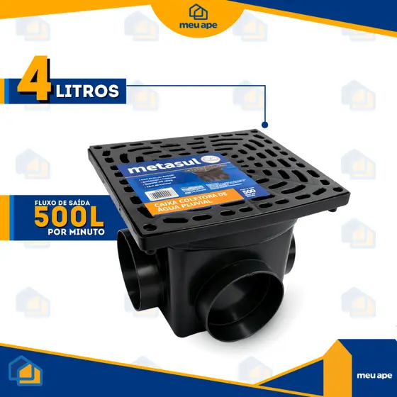 Caixa Coletora De Água Pluvial Tampa Grelha 4L Pequena Original Metasul