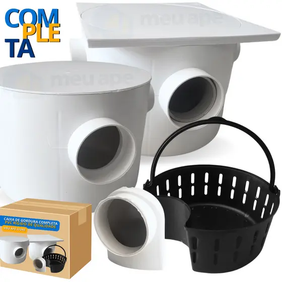 Caixa de Gordura Com Cesto Sifonada Compacta P/ Pia Cozinha Alta Resistência e Durabilidade