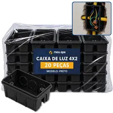 20 Caixa de Luz 4x2 Reforçada P/ Tomada Interruptor Embutir Preto Energia