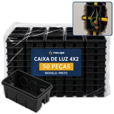 50 Caixa de Luz 4x2 Reforçada P/ Tomada Interruptor Embutir Amarelo/Preto Energia Meu Ape