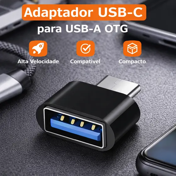 Adaptador OTG USB Tipo C para USB Fêmea USB x USB-C Carregar Dados