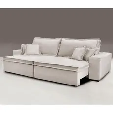 Sofa Retrátil e Reclinável com Molas Cama inBox Premium 2,72m tecido em linho Bege Claro