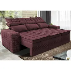 Sofá 3 Lugares Retrátil e Reclinável Cama inBox Senses 2,00m Velusoft Vinho