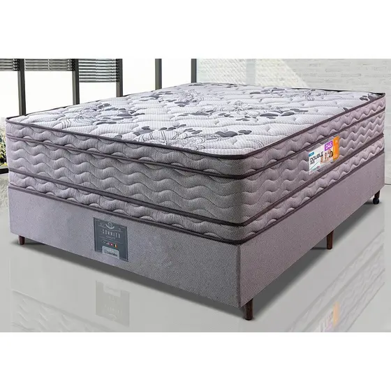 Cama Box Casal Colchão OrtoFirm + Box 138x188x71 Double Face Espuma D45 Cinza