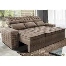 Sofá 3 Lugares Retrátil e Reclinável Cama inBox Senses 2,00m Velusoft Castor