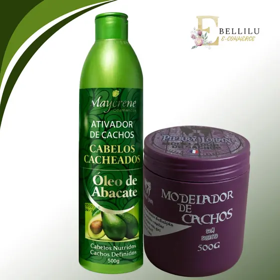 kit ativador de cachos Abacate maycrene + modelador cachos pierry lohan