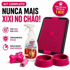 Kit Sanitário Canino + Educador Xixi Sim Xixi Não + 2 Comedouros + Cata-caca Tapete Higiênico para Cães