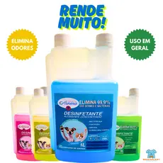 Desinfetante Ultra Concentrado 1 Litro Faz 100 Litros Várias Fragâncias Eliminador de Odor