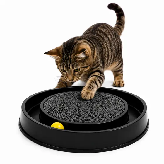 Arranhador Interativo para Gatos com Bolinha Brinquedo Antiestresse Centro em Carpete Relax e Diversão