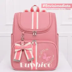Mochila Maternidade Multiuso Bordado l Térmica I Impermeável com Faixa Laço BUBBICO