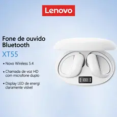 Lenovo XT55 Fones de Ouvido Bluetooth com Som Surround e Display LED de Bateria