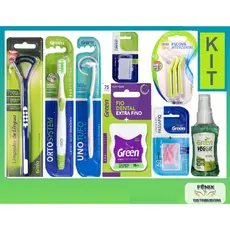 KIT Ortodôntico Completo Green c/ 8 itens, Manutenção da Higiene Bucal em aparelho dental.