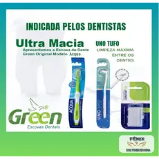 kit escova dental ultra macia p/ gengiva sensível original green, Linha ortodôntica profissional