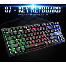 Teclado Gamer Semi-mecânico Rgb Anti-ghosting com led coloridas e 87 teclas com fio