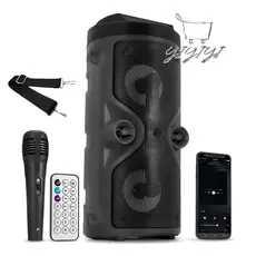 Caixa De Som Portátil Bluetooth Rádio Fm Usb Sd Controle Remoto Microfone Torre