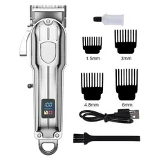 Máquina de cortar cabelo elétrica com visor digital, essencial para homens estilosos para trás profissional