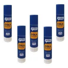 Kit com 5 unidades Cola Jandaia Bastão 10gm Branca Lavável Atóxico Secagem Rápida