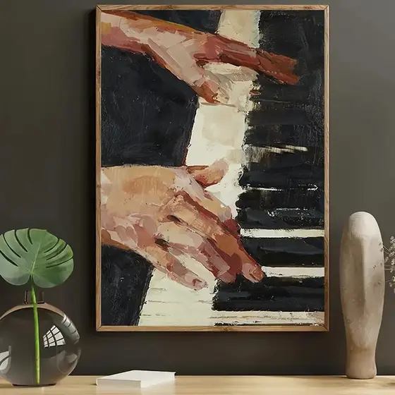 Quadro Decorativo Piano Vintage Música Art Deco Sala Quarto Escritório Café Bar